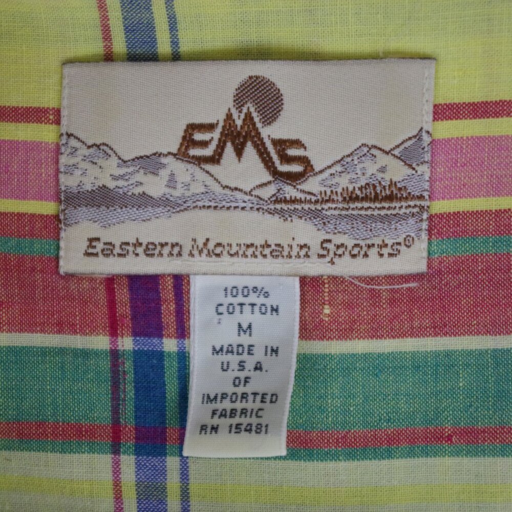 2 USA Made EMS Short Sleeve Madras Plaid Cotton Button Down Collared Shirts - Picture 2 of 12